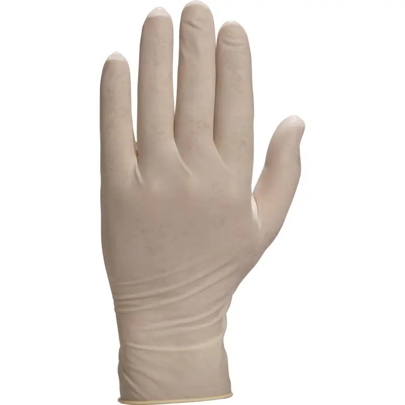 DELTA PLUS – Boite de 100 gants jetables en latex poudré – Blanc – Taille 8 – V1310**08