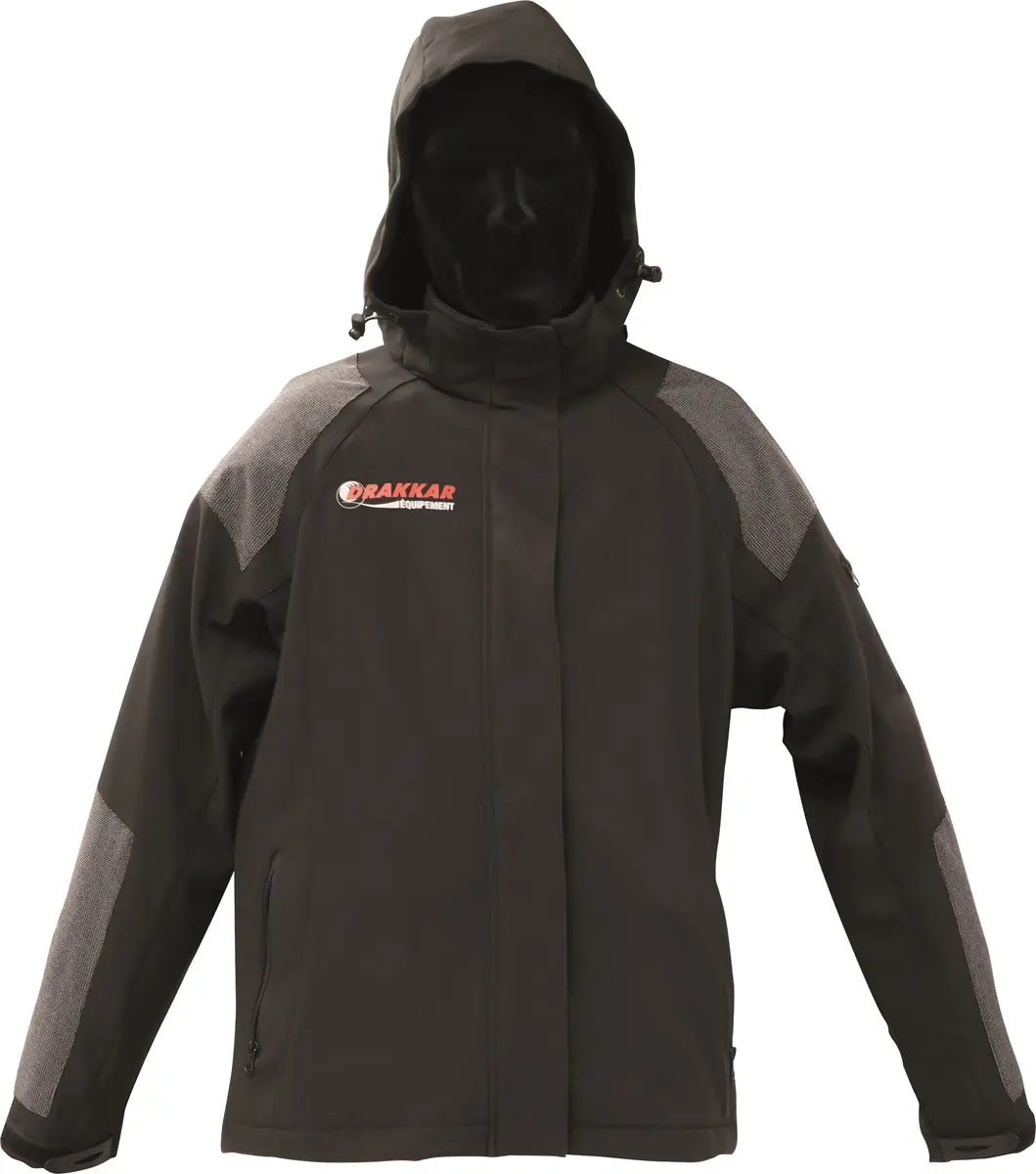 DRAKKAR-EQUIPEMENT – Veste de travail "Softshell" avec capuche – gris/noir – 18208 taille M/40